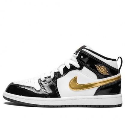 Air Jordan 1 Mid Patent PS 'Black Gold' Black/Metallic Gold-White BQ6932-007