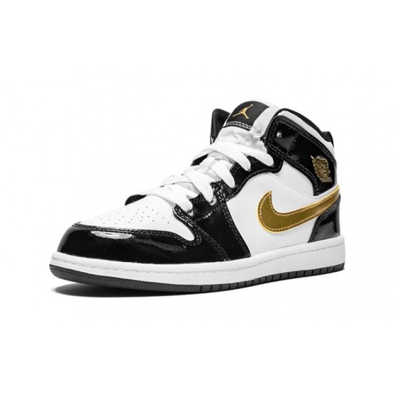 Air Jordan 1 Mid Patent PS 'Black Gold' Black/Metallic Gold-White BQ6932-007