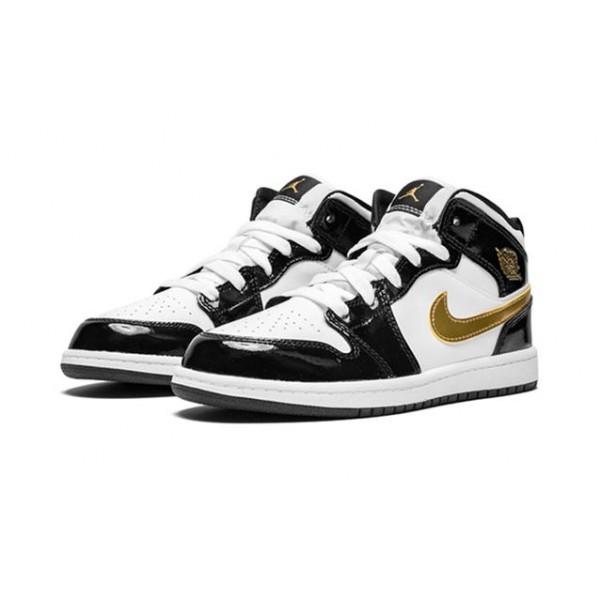 Air Jordan 1 Mid Patent PS 'Black Gold' Black/Metallic Gold-White BQ6932-007