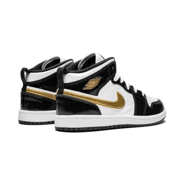 Air Jordan 1 Mid Patent PS 'Black Gold' Black/Metallic Gold-White BQ6932-007