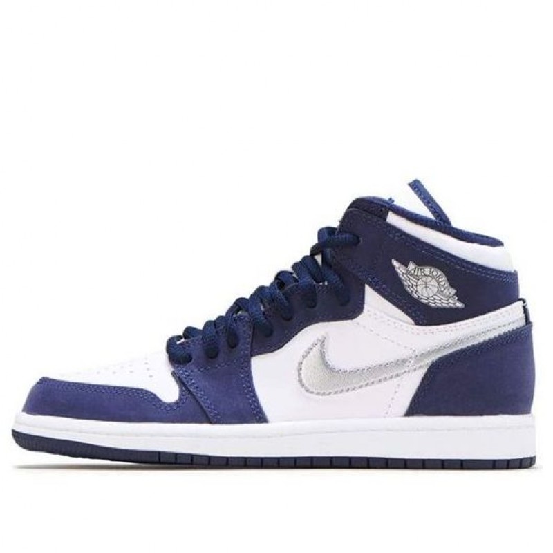 Air Jordan 1 Retro High co.JP PS 'Midnight Navy' White/Midnight Navy/Metallic Silver AQ2664-141