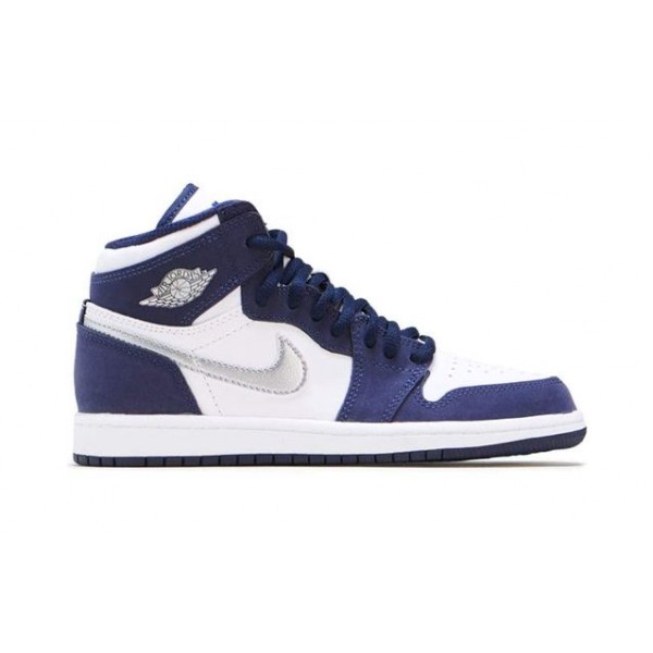 Air Jordan 1 Retro High co.JP PS 'Midnight Navy' White/Midnight Navy/Metallic Silver AQ2664-141