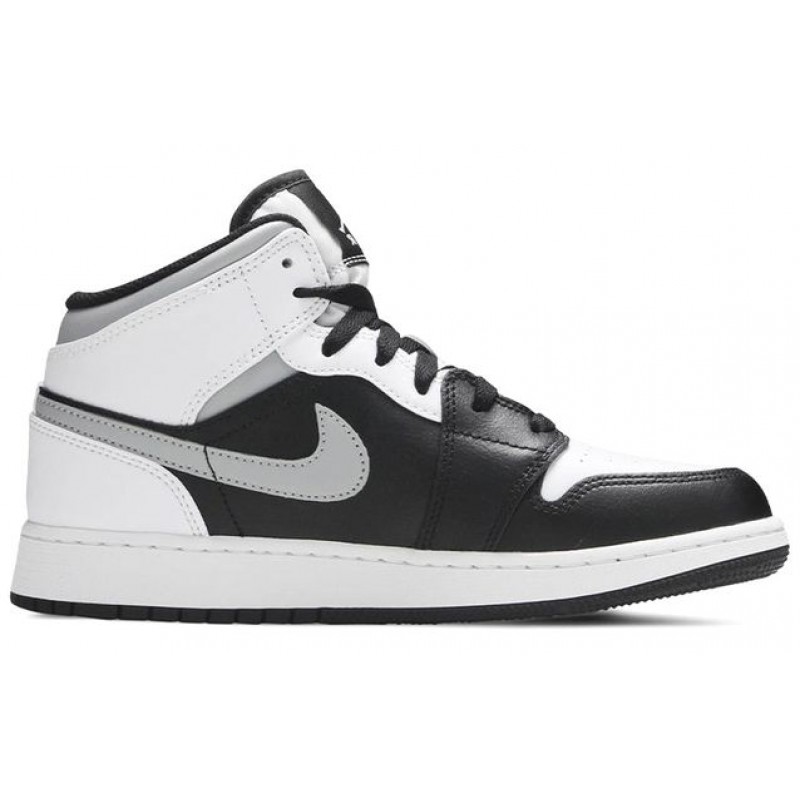 Air Jordan 1 Mid GS 'White Shadow' Black/White/Light Smoke Grey 554725-073