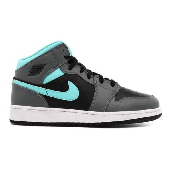 Air Jordan 1 Mid GS 'Grey Aqua' Black/Light Aqua/Dark Smoke Grey 554725-063