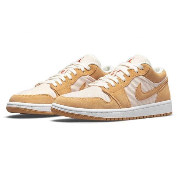 Nike Womens Air Jordan 1 Low SE Twine Orange Quartz Corduroy DH7820-700