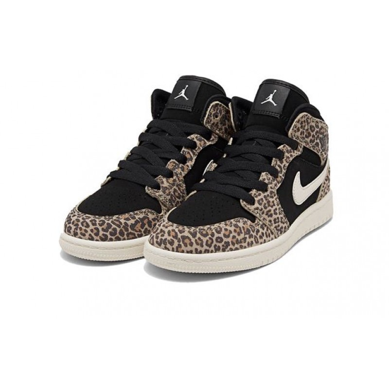 Air Jordan 1 Mid SE PS 'Cheetah' Black/Pale Ivory/Desert Ore BQ6932-021