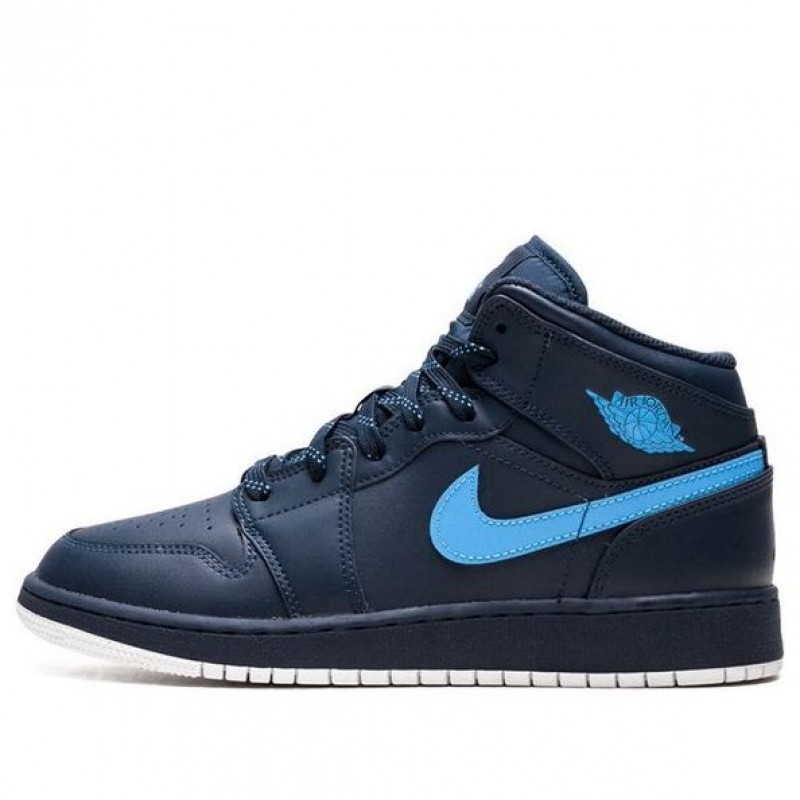 Air Jordan 1 Mid BG OBSIDIAN/UNIVERSITY BLUE-White 554725-415