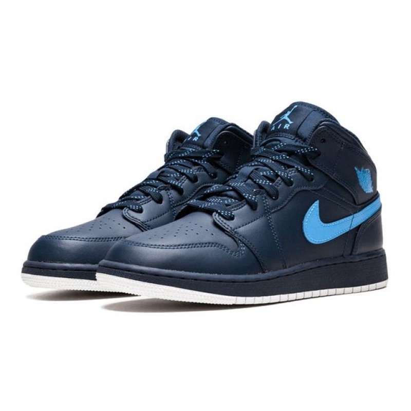 Air Jordan 1 Mid BG OBSIDIAN/UNIVERSITY BLUE-White 554725-415