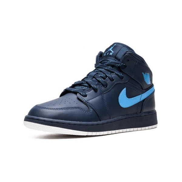 Air Jordan 1 Mid BG OBSIDIAN/UNIVERSITY BLUE-White 554725-415