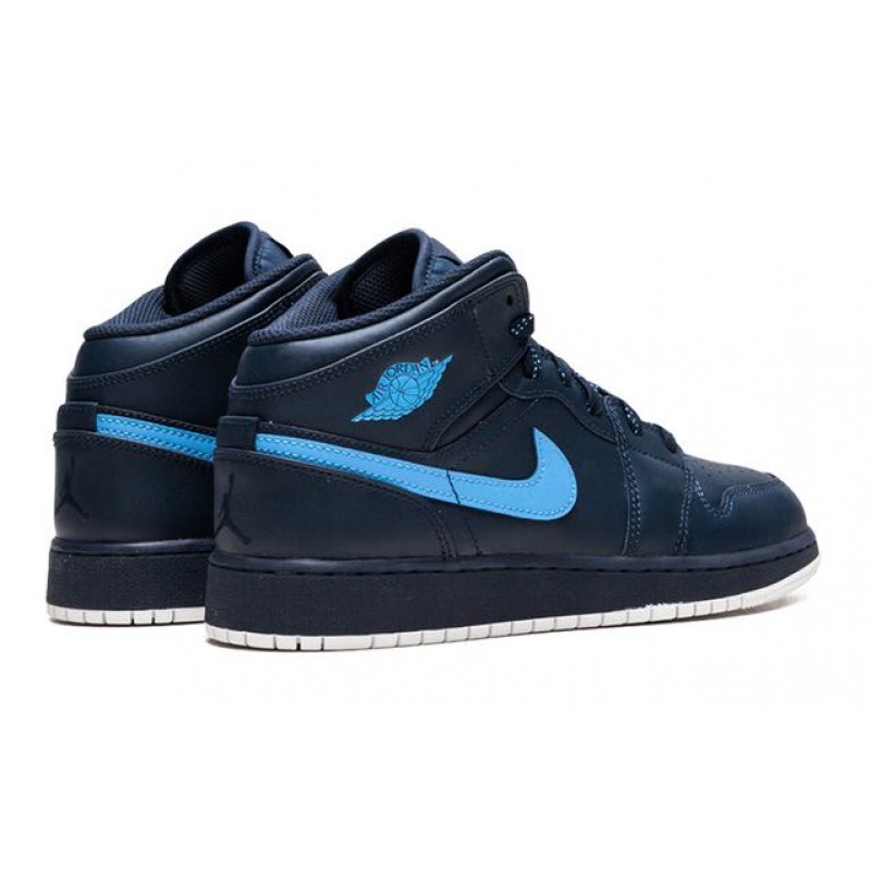 Air Jordan 1 Mid BG OBSIDIAN/UNIVERSITY BLUE-White 554725-415