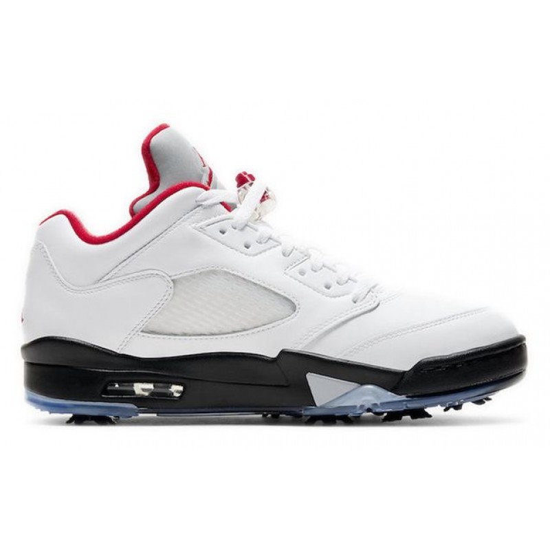 Air Jordan 5 Low Golf 'Fire Red' White/Black/Metallic Silver/Fire Red CU4523-100