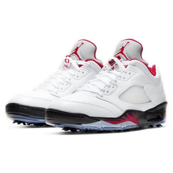 Air Jordan 5 Low Golf 'Fire Red' White/Black/Metallic Silver/Fire Red CU4523-100