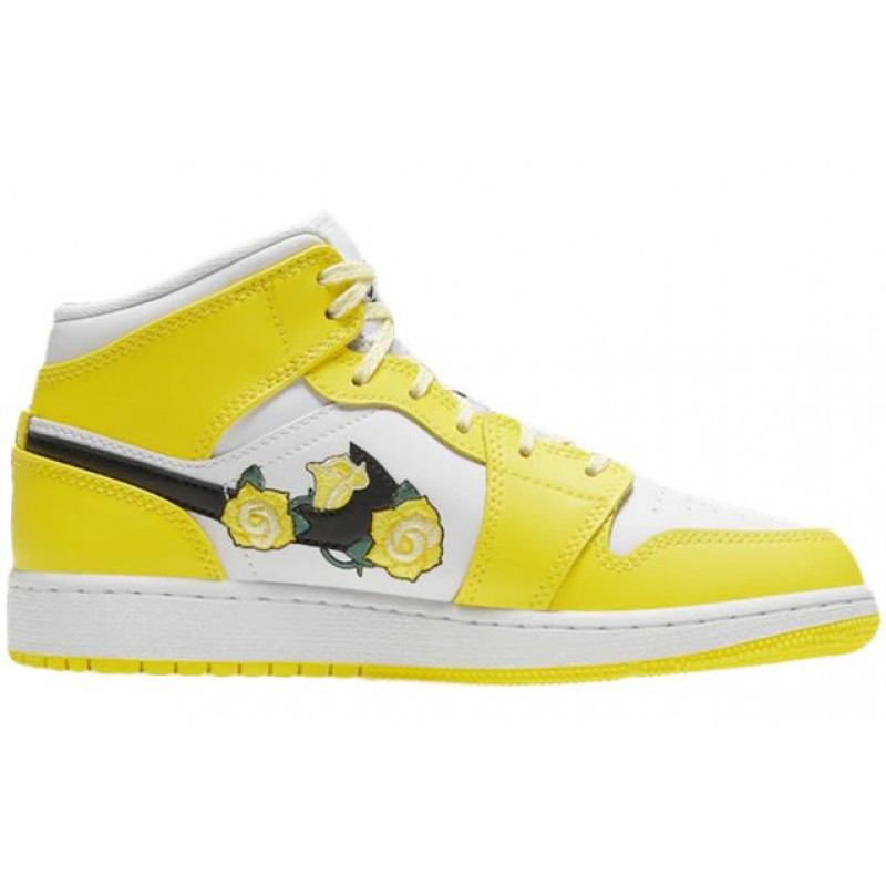 Air Jordan 1 Mid SE GS Rose Patch - Dynamic Yellow AV5174-700