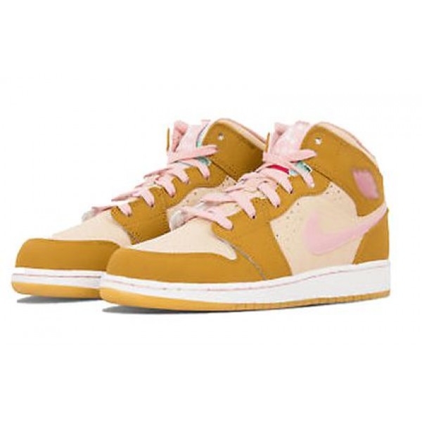 Air Jordan 1 Mid'Lola Bunny' GG Wheat/Pink Glaze-Shimmer 724072-730