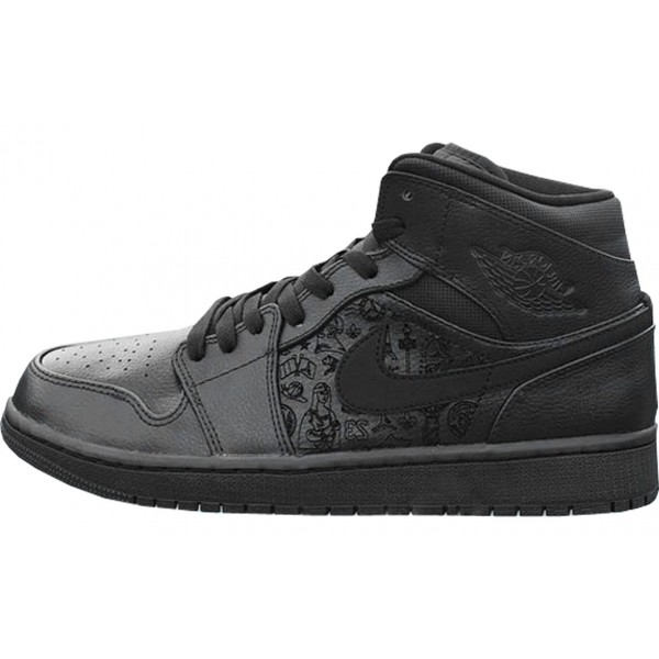 Air Jordan 1 Mid 'Black' Black/Black/Black 554724-030