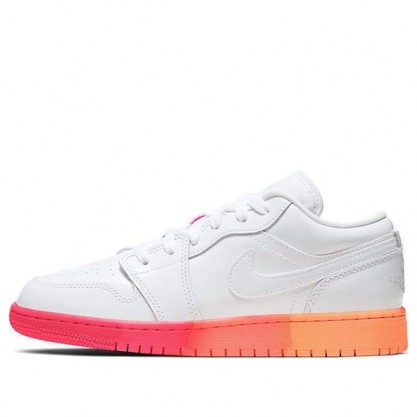 Air Jordan 1 Low'Sunset Sole' GS White/White/Laser Crimson 554723-100