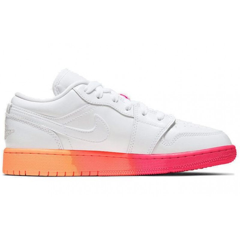 Air Jordan 1 Low'Sunset Sole' GS White/White/Laser Crimson 554723-100