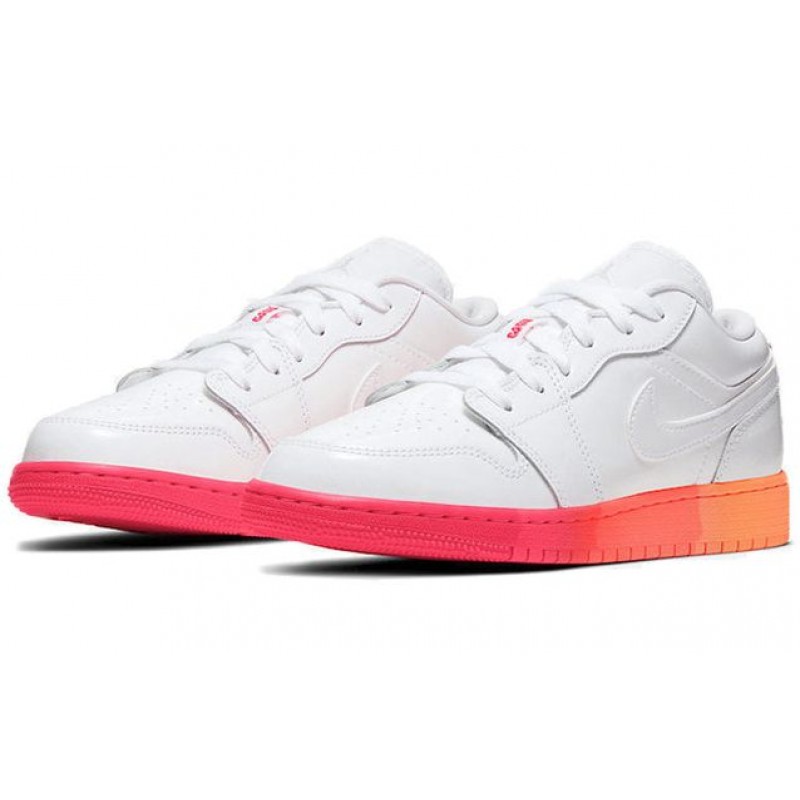 Air Jordan 1 Low'Sunset Sole' GS White/White/Laser Crimson 554723-100