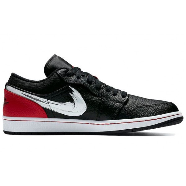 Air Jordan 1 Low 'Brushstroke Swoosh - Black Red' DA4659-001