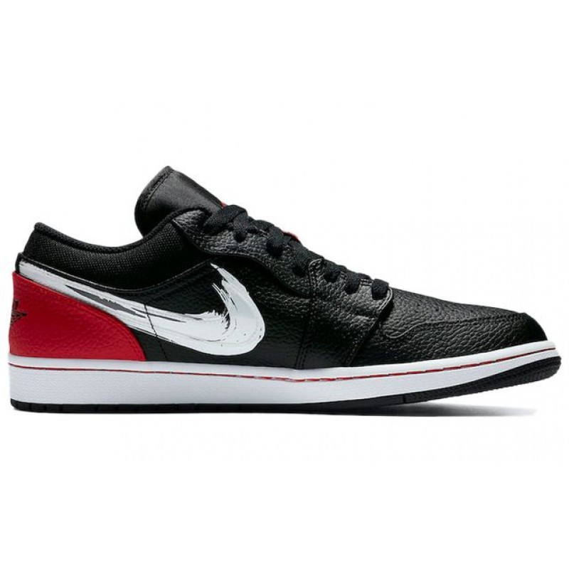 Air Jordan 1 Low 'Brushstroke Swoosh - Black Red' DA4659-001