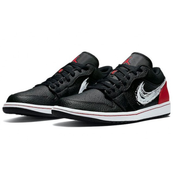 Air Jordan 1 Low 'Brushstroke Swoosh - Black Red' DA4659-001