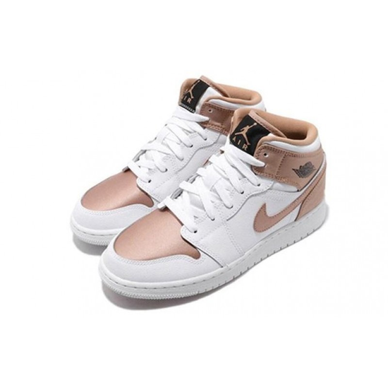 Air Jordan 1 Mid GS White Rose Gold 555112-190