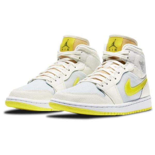 Womens WMNS Air Jordan 1 MId SE Sail Light Vintage Yellow DB2822-107