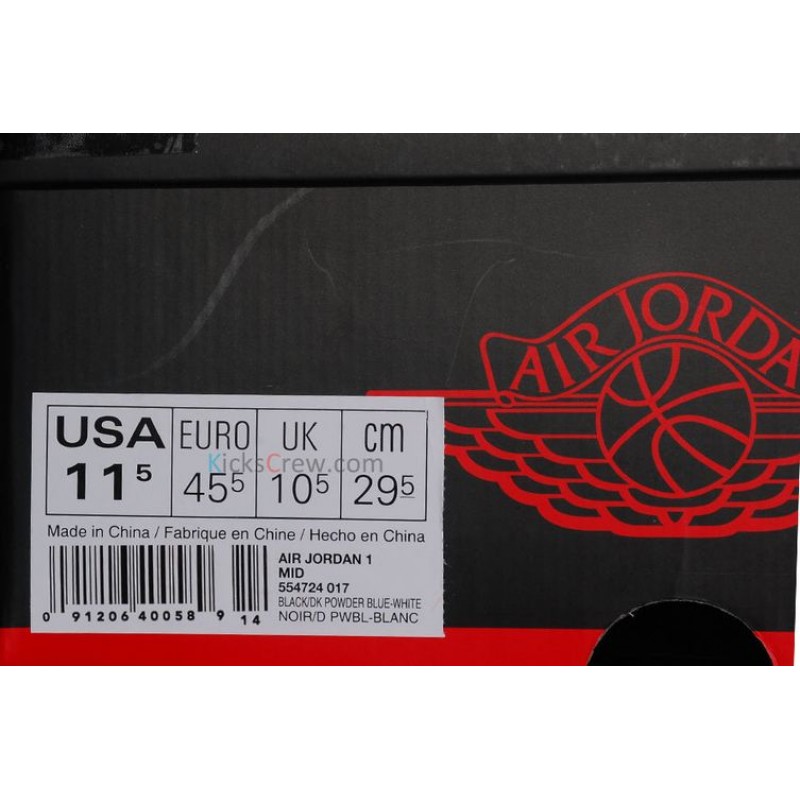 Air Jordan 1 Mid Black Powder Blue 554724-017