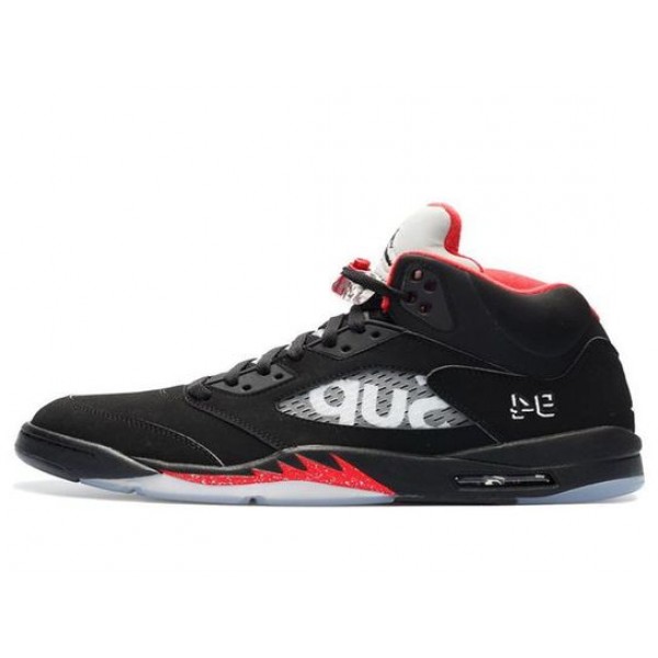 Nike Supreme x Air Jordan 5 Retro 'Black' Black/Fire Red 824371-001