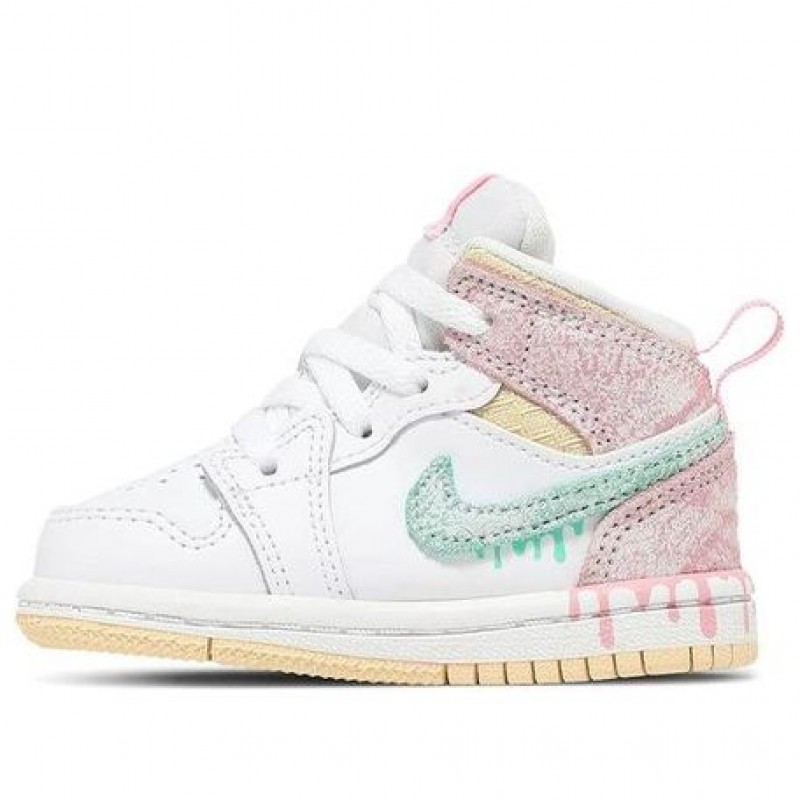 Air Jordan 1 Mid SE TD 'Ice Cream' White/Arctic Punch/Pale Vanilla/Green Glow DD1668-100