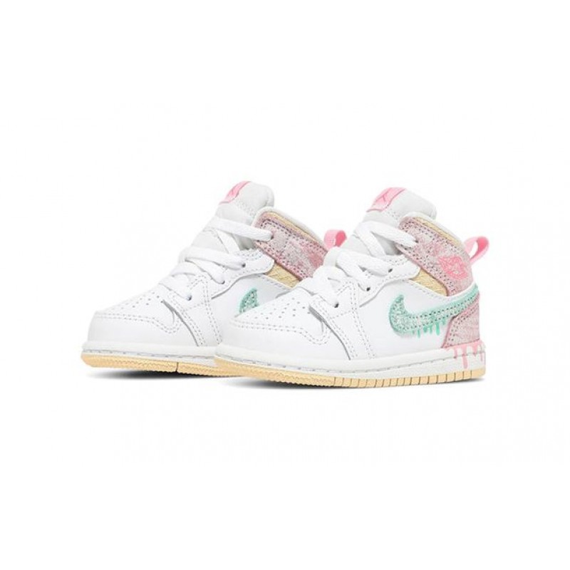 Air Jordan 1 Mid SE TD 'Ice Cream' White/Arctic Punch/Pale Vanilla/Green Glow DD1668-100