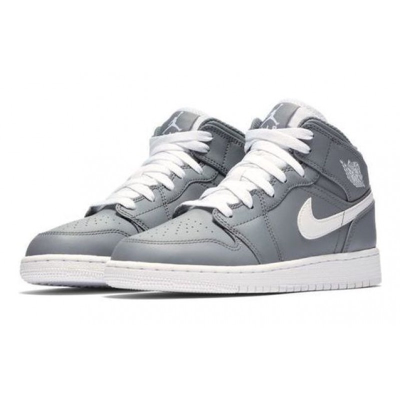 Air Jordan 1 Mid'Cool Grey' BG Cool Grey/White-White 554725-036