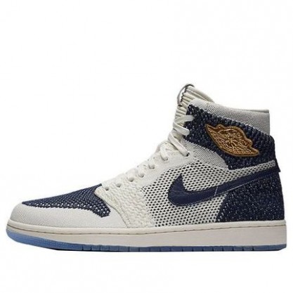 Air Jordan 1 Retro High OG Flyknit 'Re2pect' Sail/Midnight Navy-Metallic Gold AH7233-105