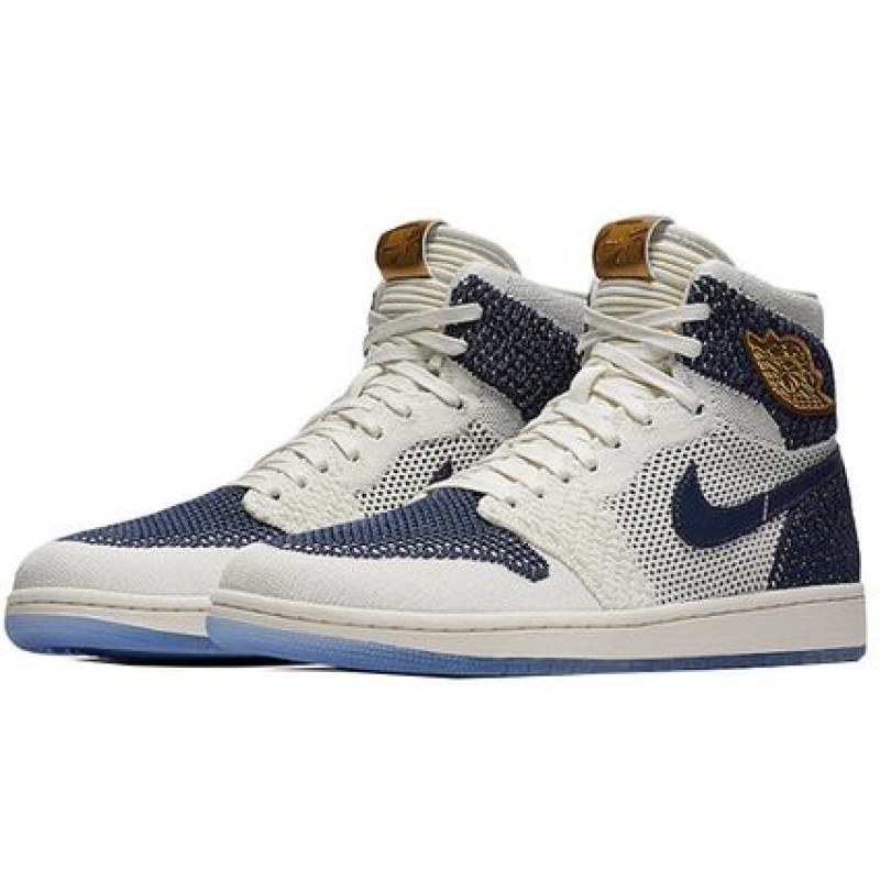 Air Jordan 1 Retro High OG Flyknit 'Re2pect' Sail/Midnight Navy-Metallic Gold AH7233-105