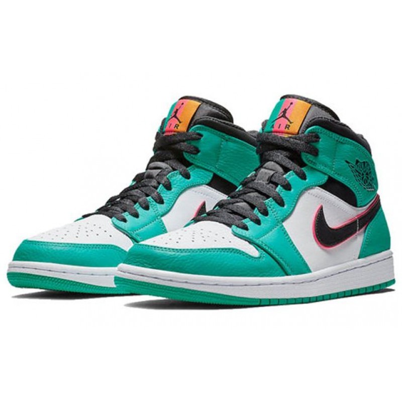 Air Jordan 1 Mid SE 'South Beach' Turbo Green/Black-Hyper Pink-Orange Peel 852542-306