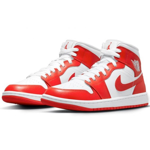 Nike Womens Air Jordan 1 Mid Orange White BQ6472-116