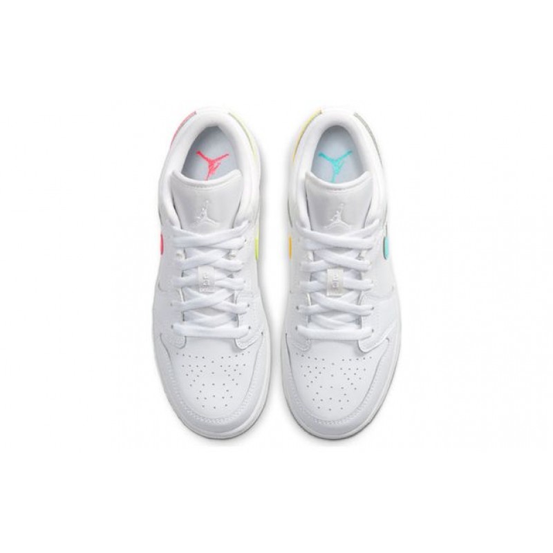 Air Jordan 1 Low'White Neon' GS White/Multi-Color/Light Aqua CW7035-100