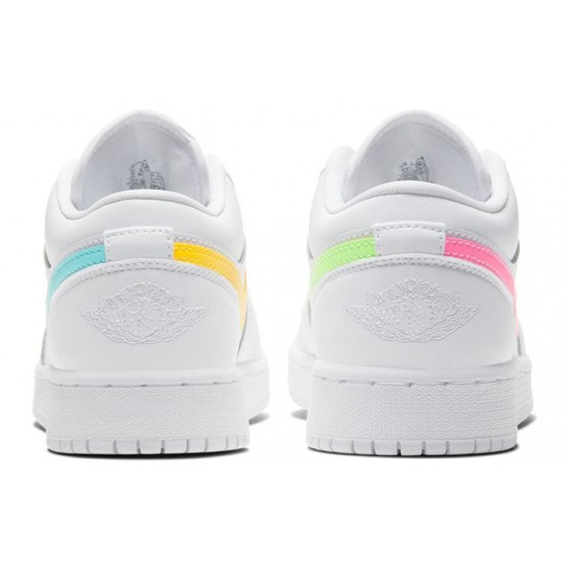 Air Jordan 1 Low'White Neon' GS White/Multi-Color/Light Aqua CW7035-100