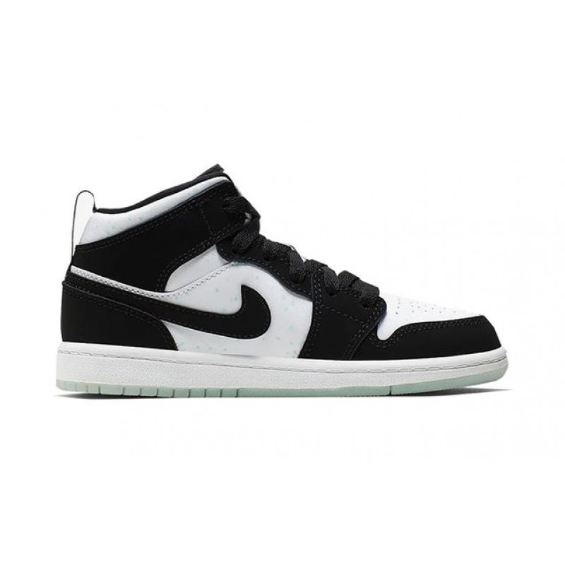 Air Jordan 1 Mid SE PS 'Glow in the Dark Panda' White/Black/Teal Tint BQ6932-103