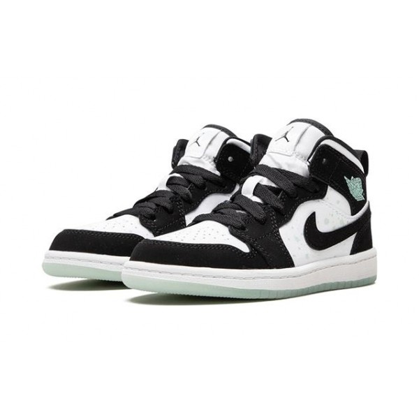 Air Jordan 1 Mid SE PS 'Glow in the Dark Panda' White/Black/Teal Tint BQ6932-103