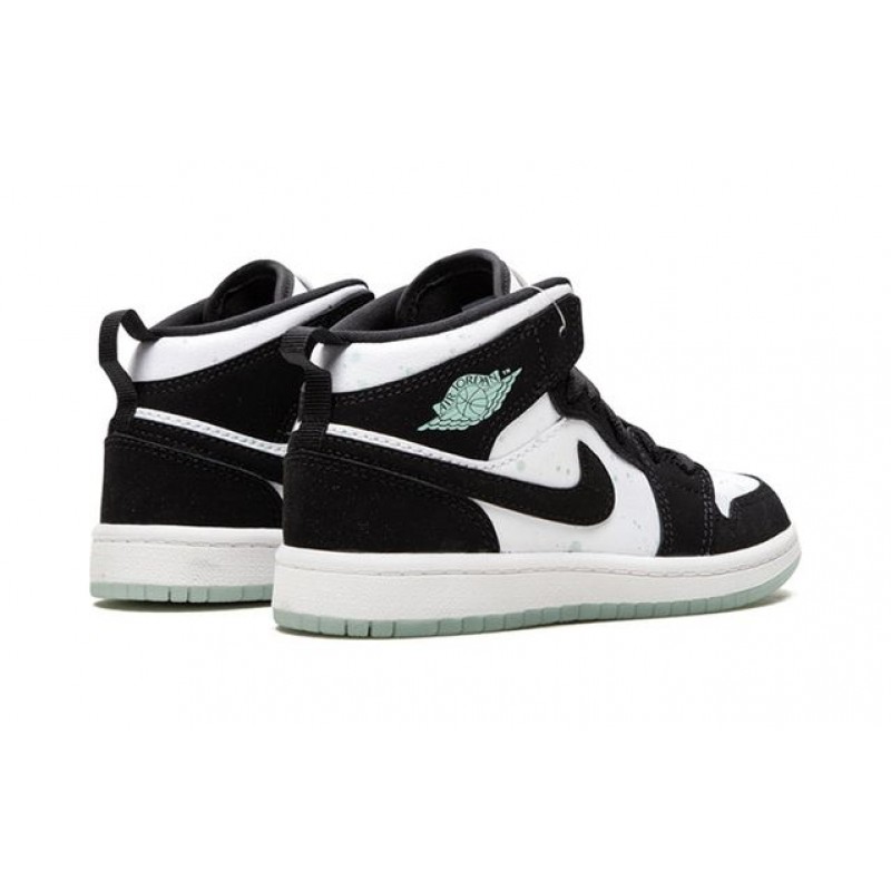 Air Jordan 1 Mid SE PS 'Glow in the Dark Panda' White/Black/Teal Tint BQ6932-103