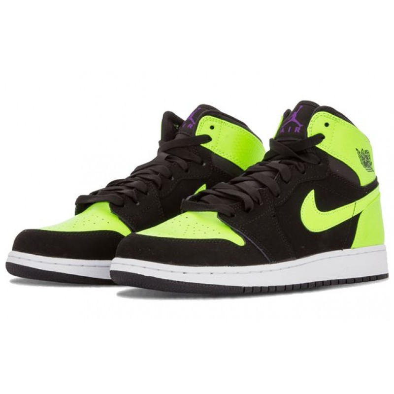 Air Jordan 1 Retro High'Ghost Green' GG Black/Ghost Green-White-Ultraviolet 332148-003