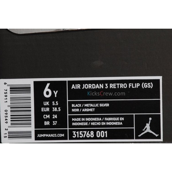 Air Jordan 3 Retro GS Black Flip 315768-001