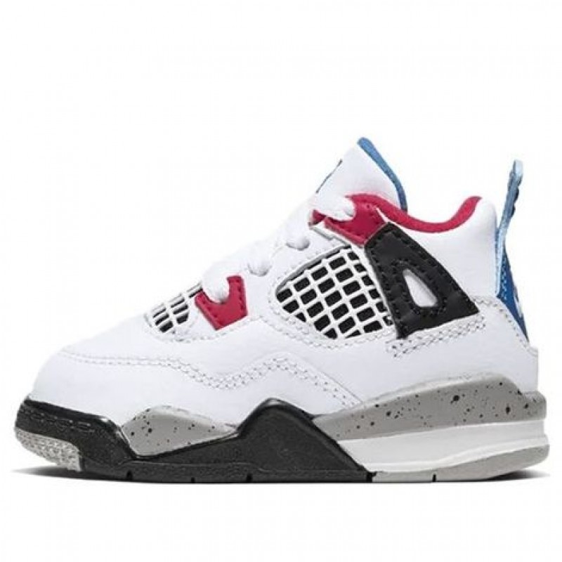 Air Jordan 4 Retro SE TD 'What The 4' White/Military Blue-Fire Red-Tech Grey BQ7670-146