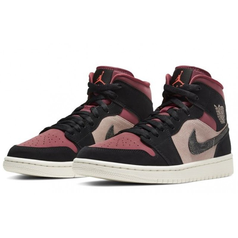 Womens WMNS Air Jordan 1 Mid Burgundy Dusty Pink BQ6472-202