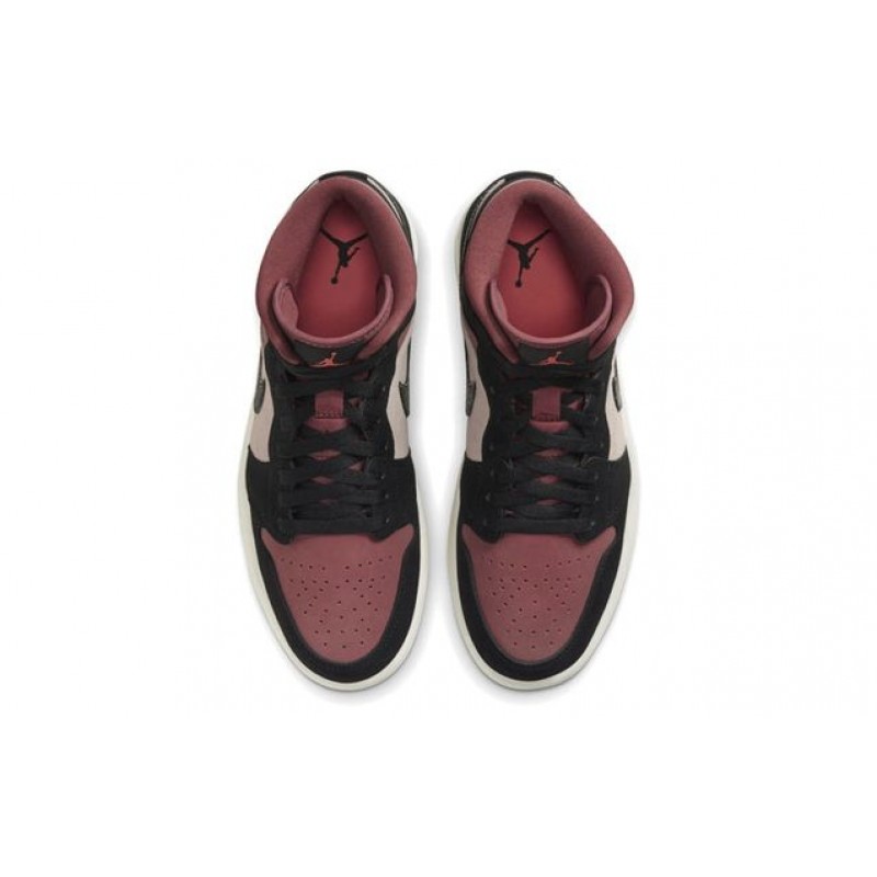 Womens WMNS Air Jordan 1 Mid Burgundy Dusty Pink BQ6472-202