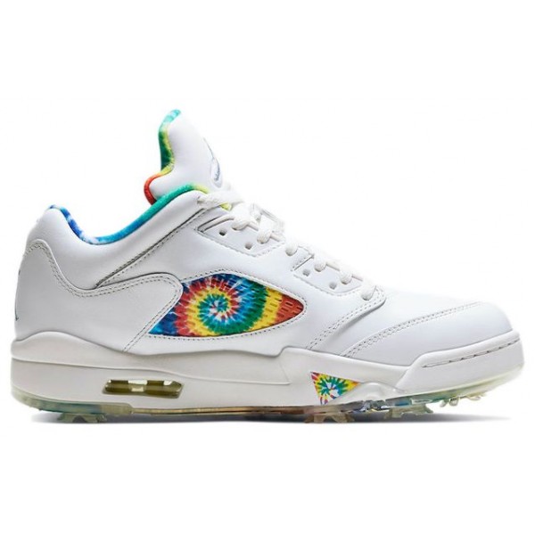 Air Jordan 5 Low Golf 'Peace, Love, and Golf' Summit White/Deep Royal/Indigo Fog/Lemon Venom CW4205-100