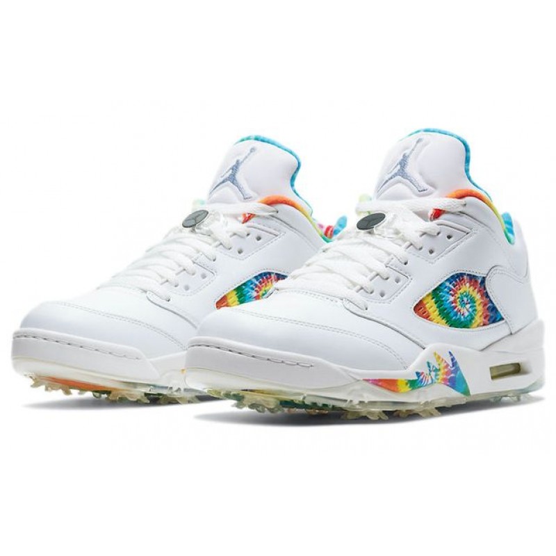 Air Jordan 5 Low Golf 'Peace, Love, and Golf' Summit White/Deep Royal/Indigo Fog/Lemon Venom CW4205-100