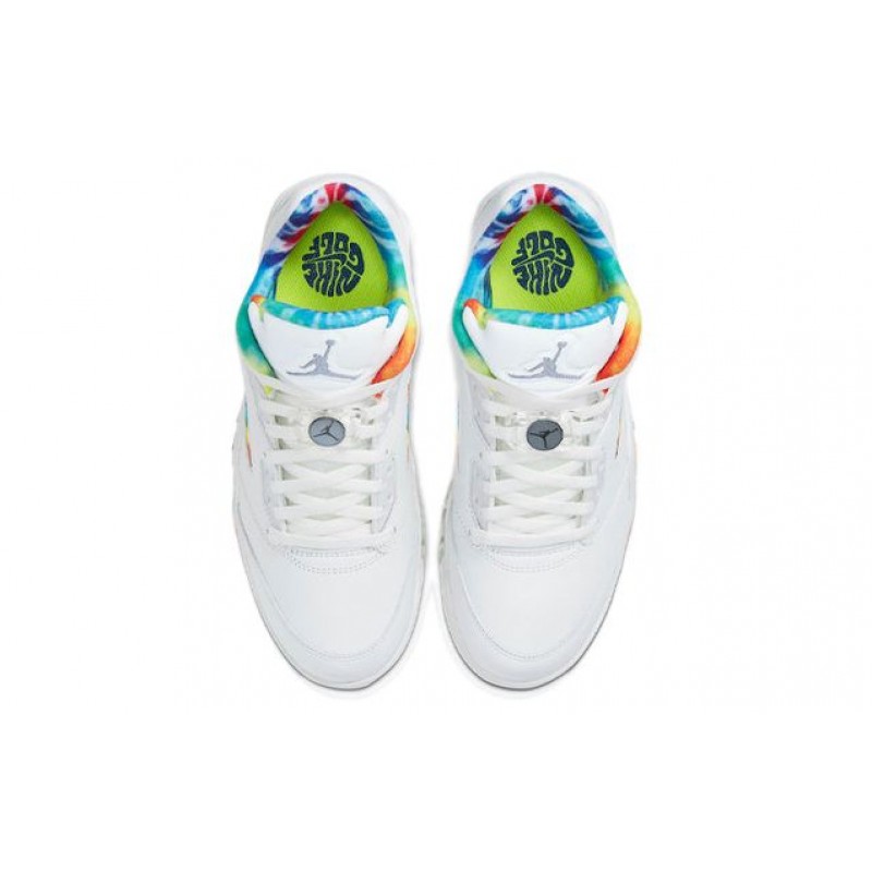 Air Jordan 5 Low Golf 'Peace, Love, and Golf' Summit White/Deep Royal/Indigo Fog/Lemon Venom CW4205-100