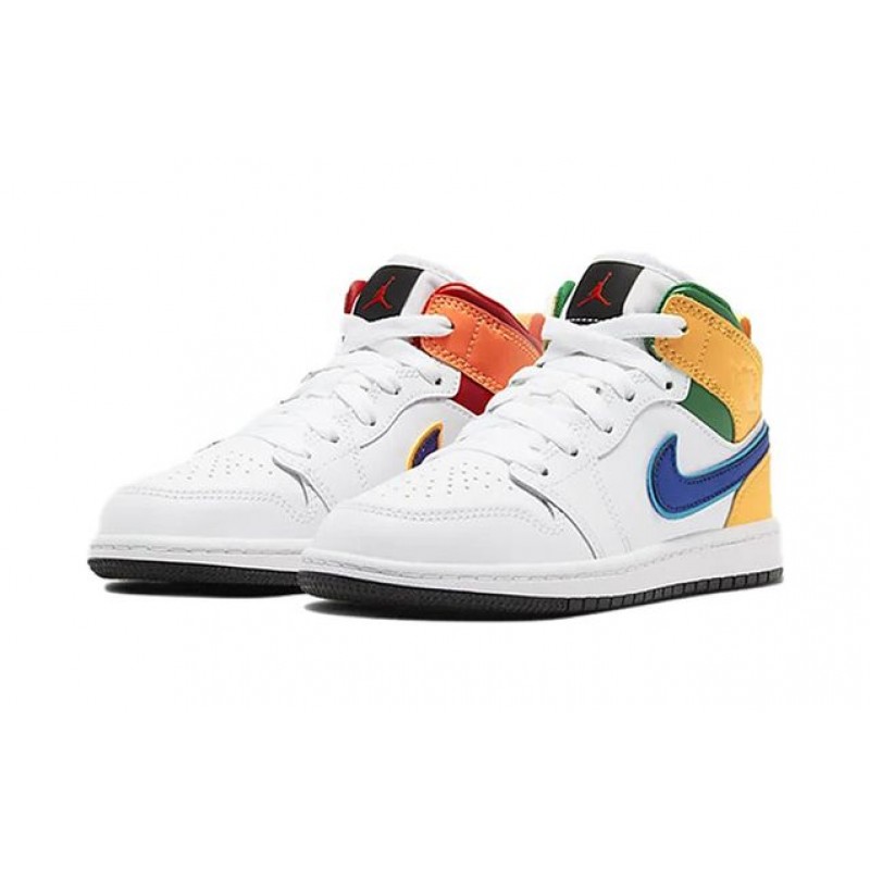 Air Jordan 1 Mid PS 'White Court Purple Teal' White/Total Orange/University Red/Court Purple 640734-128